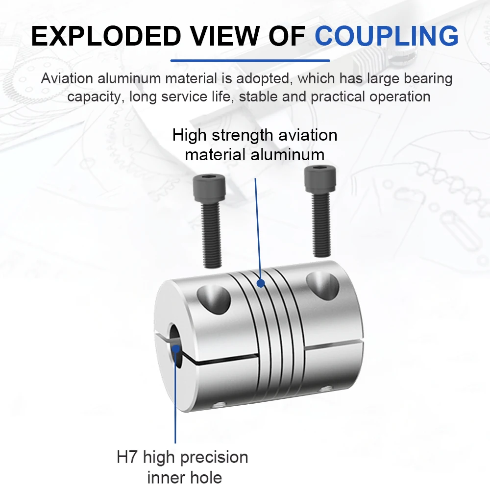 LR B D25L30 Aluminum Elastic Shaft Coupler Motor Connector 5mm to 12mm Clamping Type