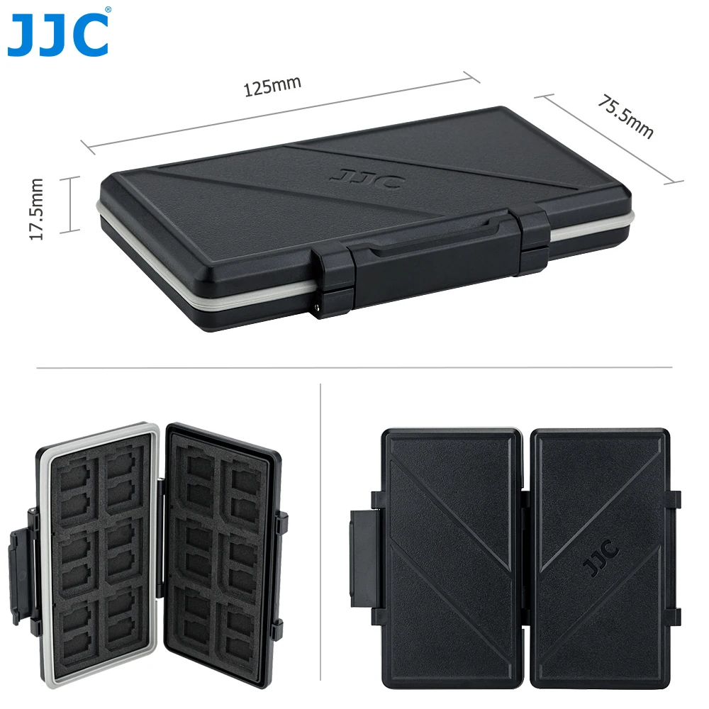 Étui Rangement Cartes SD Et TF - 23 Emplacements SD + 2 TF - Compact 113x70x25 Mm - Gris Foncé