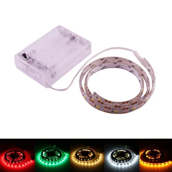 LED 스트립 조명, TV 백라이트 룸 장식용 배터리 전원, SMD 2835 3528, 화이트, 레드, 블루, 옐로우, 유연한 LED 테이프, 5V, 60LEDs/m