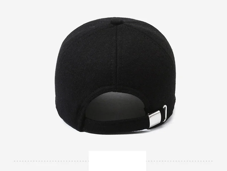 Men's Woolen Baseball Cap Thickened Warm Winter Hat Embroidered_voghion.com