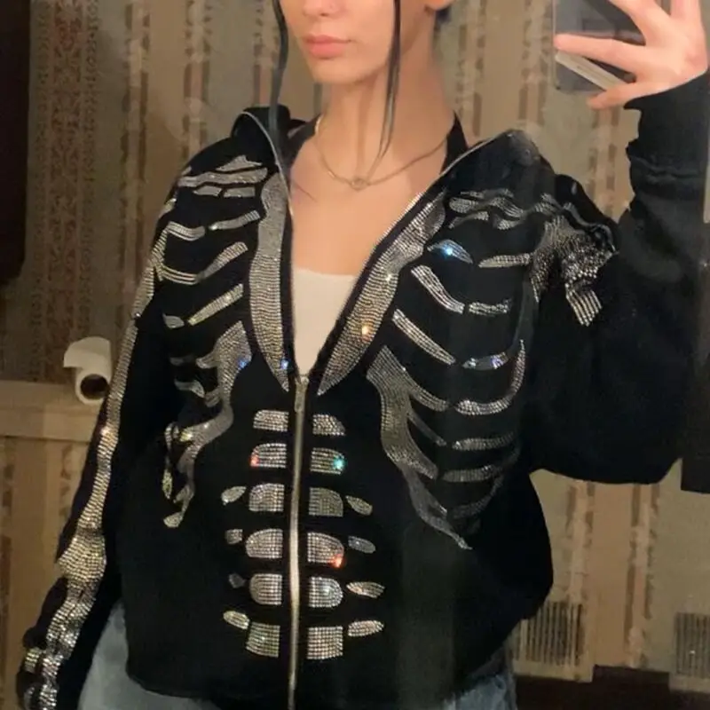 

Женская Блестящая толстовка с капюшоном, на молнии, в стиле панк