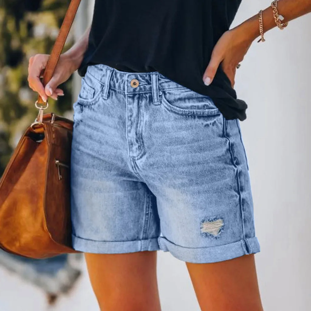 2023 Summer Plus Size Denim Shorts Indie Style Women Casual Loose