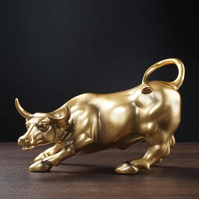 Resin Gold Wall Street Bull Statue - Touch of Decor