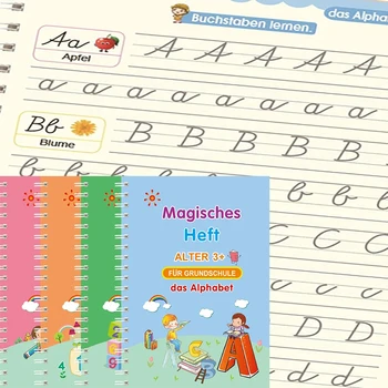 German Children's Books 13x19cm Deep Groove Magic Book Alphabet Learning Numbers Free Handwritten German Magic Practice Copybook