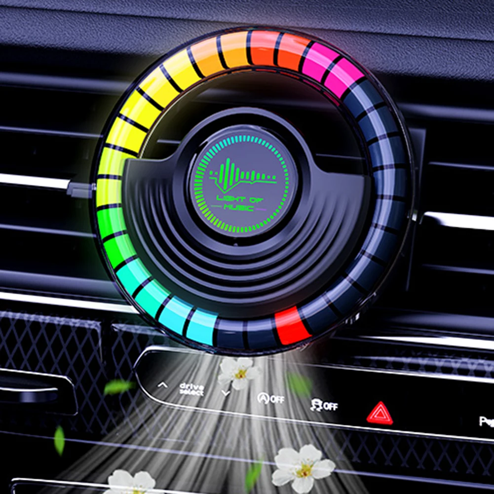 Car Music Rhythm Lamp Pickup Light Air Freshener Aromatherapy RGB Rhythm LED Strip For Car Auto Diffuser Vent Clip APP Control