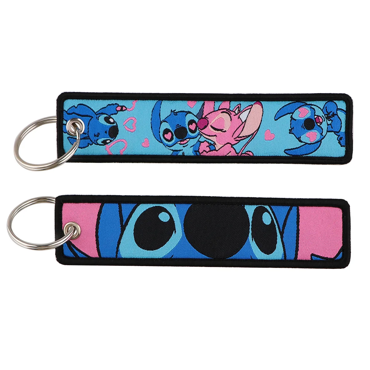 Cute Stitch Keychains Key Tag Blue Alien Keyrings for Car Keys Bags Women Men Cosplay Accessories Gift