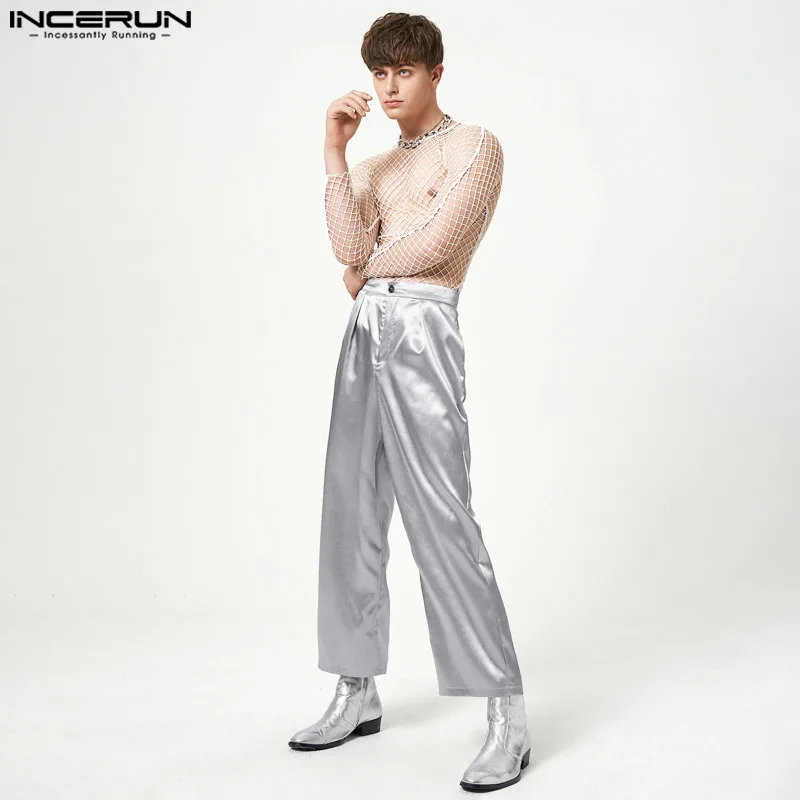 

INCERUN 2023 American Style New Men's Casual Party Hot Selling Solid Color Pants Fashion Well Fitting High Waist Pantalons S-5XL
