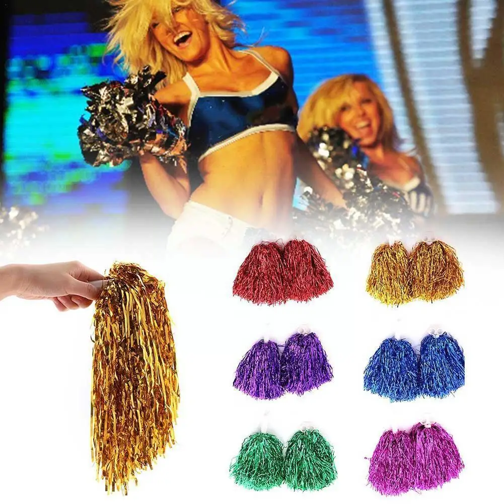 2PCS Handheld Pompom Cheerleader Dance Holding Flowers Accessories Party Gadget Decor Pom Club Cheer Cheerleading U9N4