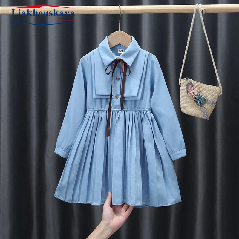 Kid Girls Long Sleeve Dress Korean Style Summer Infant Girls Dress