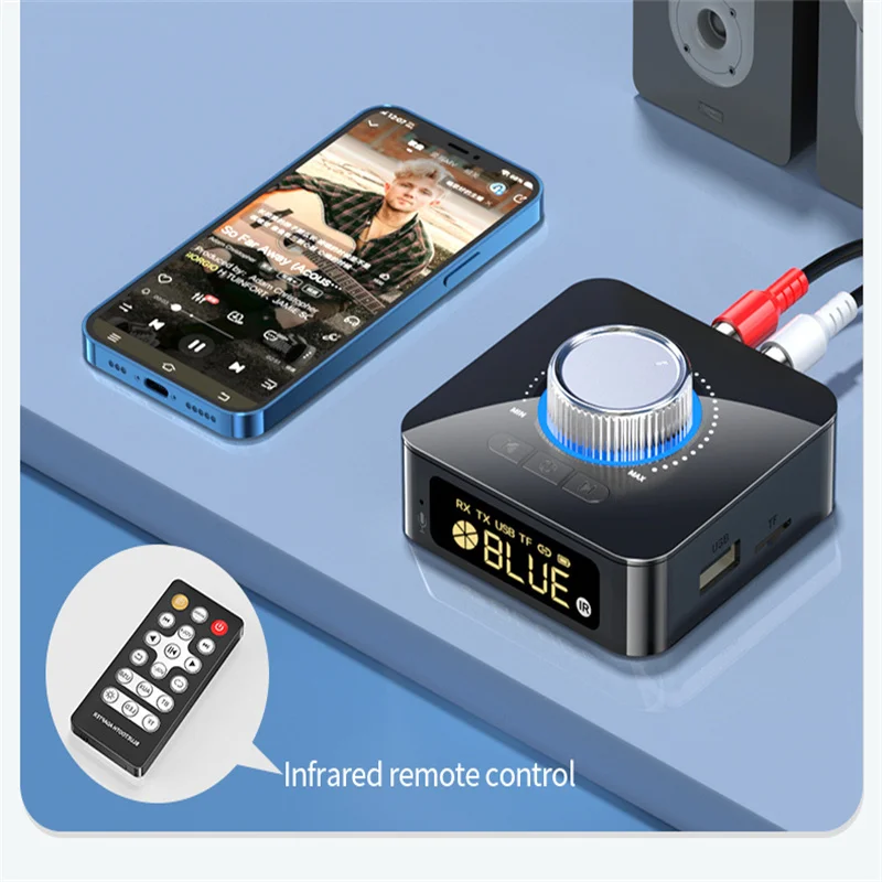 2-in-1 Bluetooth 5.4 Audio Receiver Transmitter AUX/RCA/TF/USB Digital Display Wireless Adapter Converter Remote Control