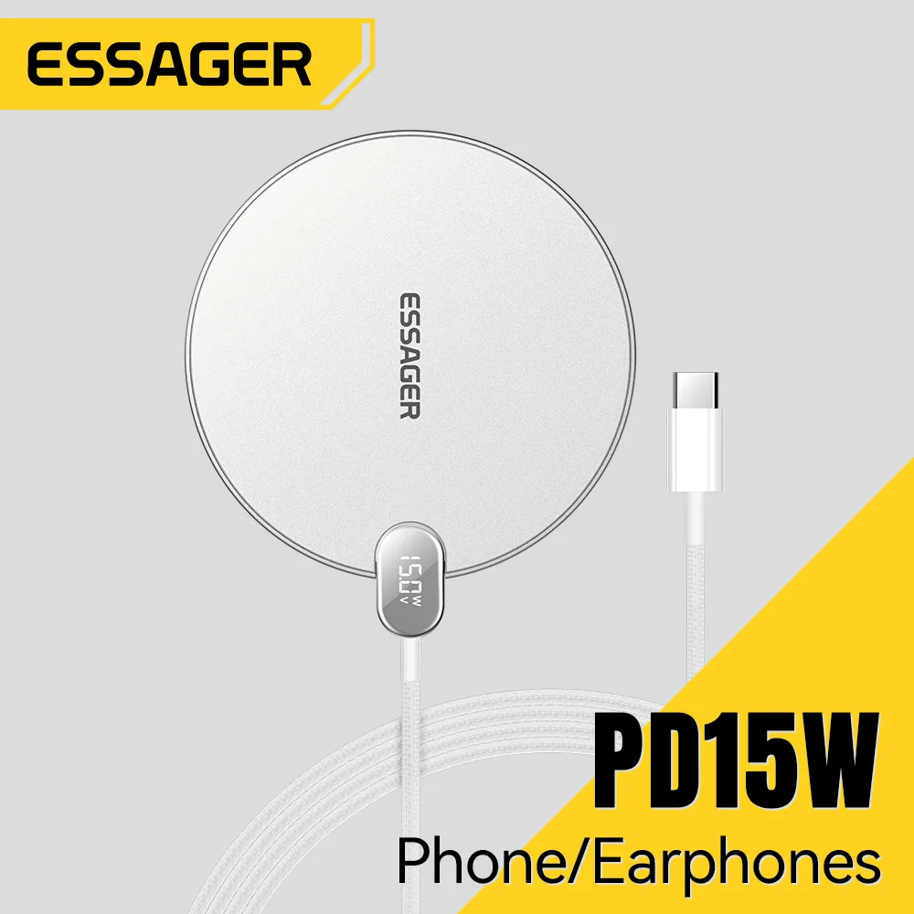 15W Wireless Charger LED Digital Display Fast Wireless Charging Pad For iPhone 16 15 14 Pro Max Samsung 23 Xiaomi Huawei
