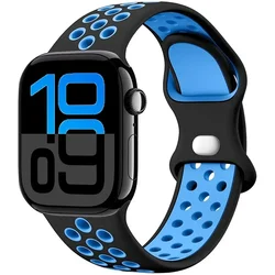 Premium Silicone Wristband for Smartwatches - Adjustable and Durable Design (Black blue)