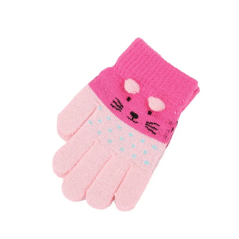 1-7YKids Gloves Winter Full Finger Gloves Knitted Soft Children Mittens Boys Girls Gloves Thick Keep Warm Autumn Glove Accessory