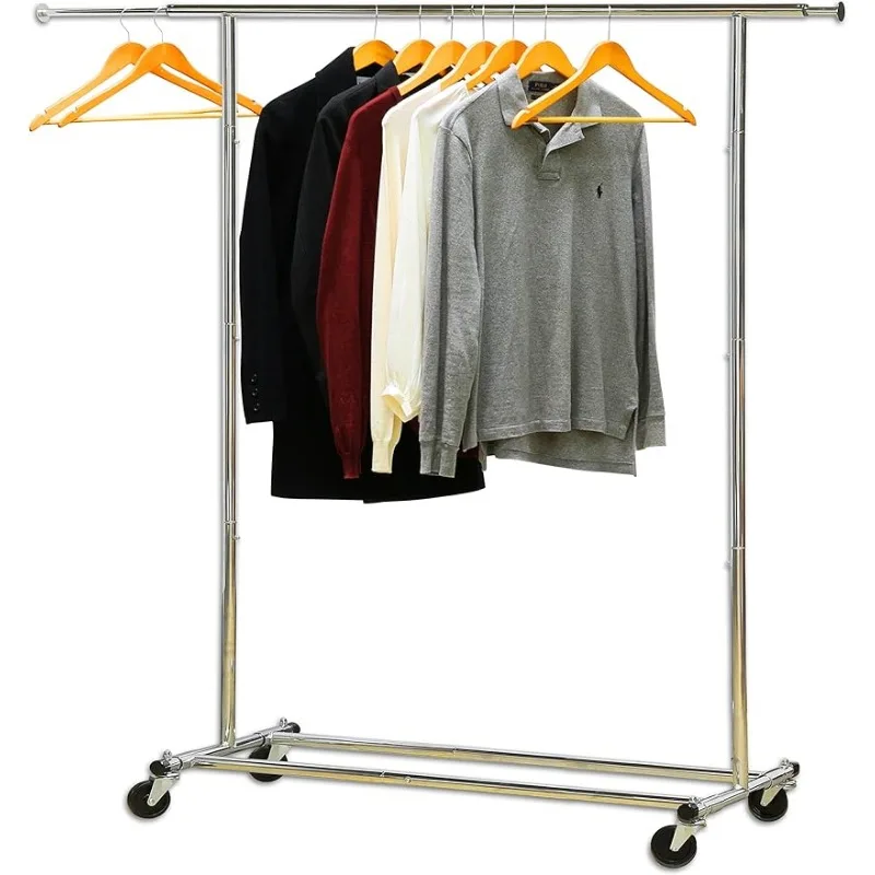 

Simple Houseware Heavy Duty Clothing Garment Rack, (Chrome/Black)optional