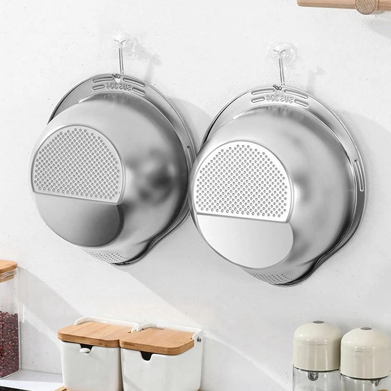 ABUN-Washing Bowl Made Of Stainless Steel, Sieve For Washing And Vegetables