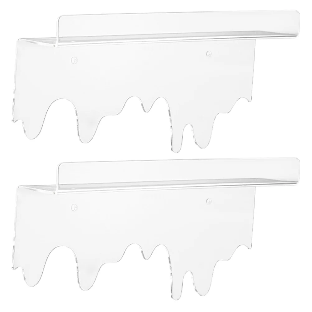 

2 Pcs Rack Christmas Favors Wall-mounted Storage Shelf For Bedroom Clear Floating Shelves Small Gifts