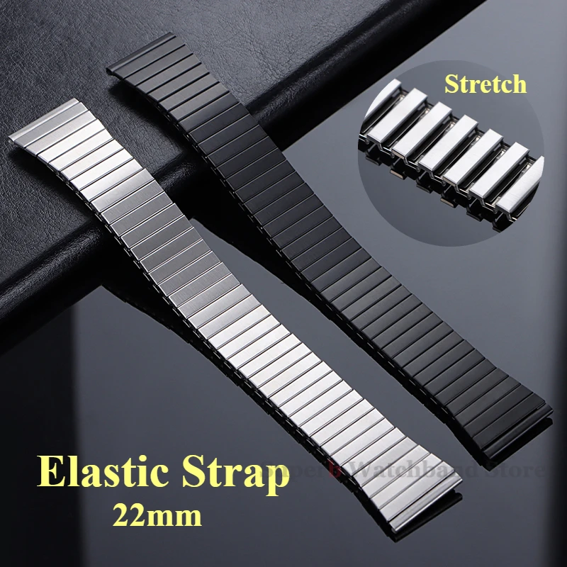 22 mm Edelstahl-Armband, Metall-Stretch-Armband, elastisches Armband für Samsung Galaxy Watch, universeller Ersatzgürtel