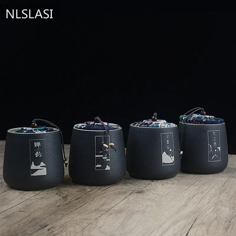 Ceramics Tea Jar Tieguanyin Containers Travel Tea Bag Storage Box Portable Stoneware Caddy Kitchen Coffee Spice Canister tea tin box tea canister ceramic storage jar
