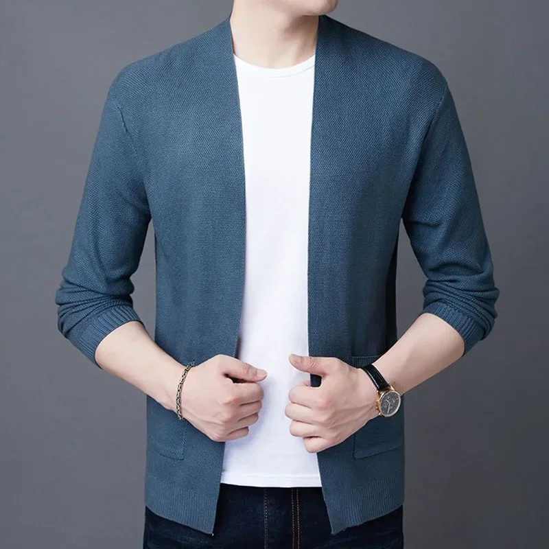 Fashion Loose Knitted  Pockets Casual Cardigan Sweaters Men's Clothing 2024 Autumn New Korean Tops All-match Coat
