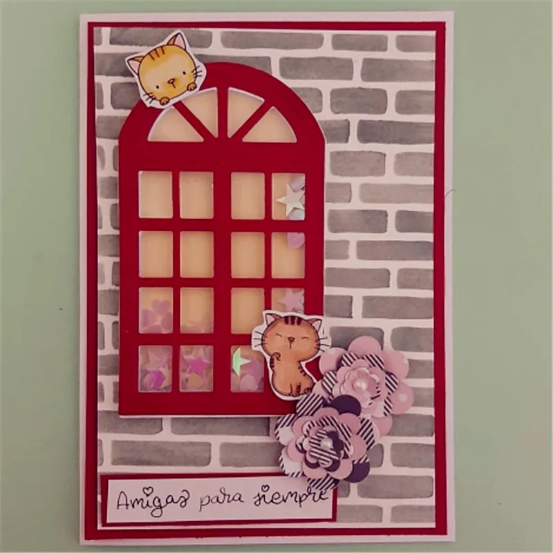 창문 금속 스텐실 금형, 다이 장식, 스크랩북 다이 컷, 앨범 종이 공예, 엠보싱 DIY 카드 공예