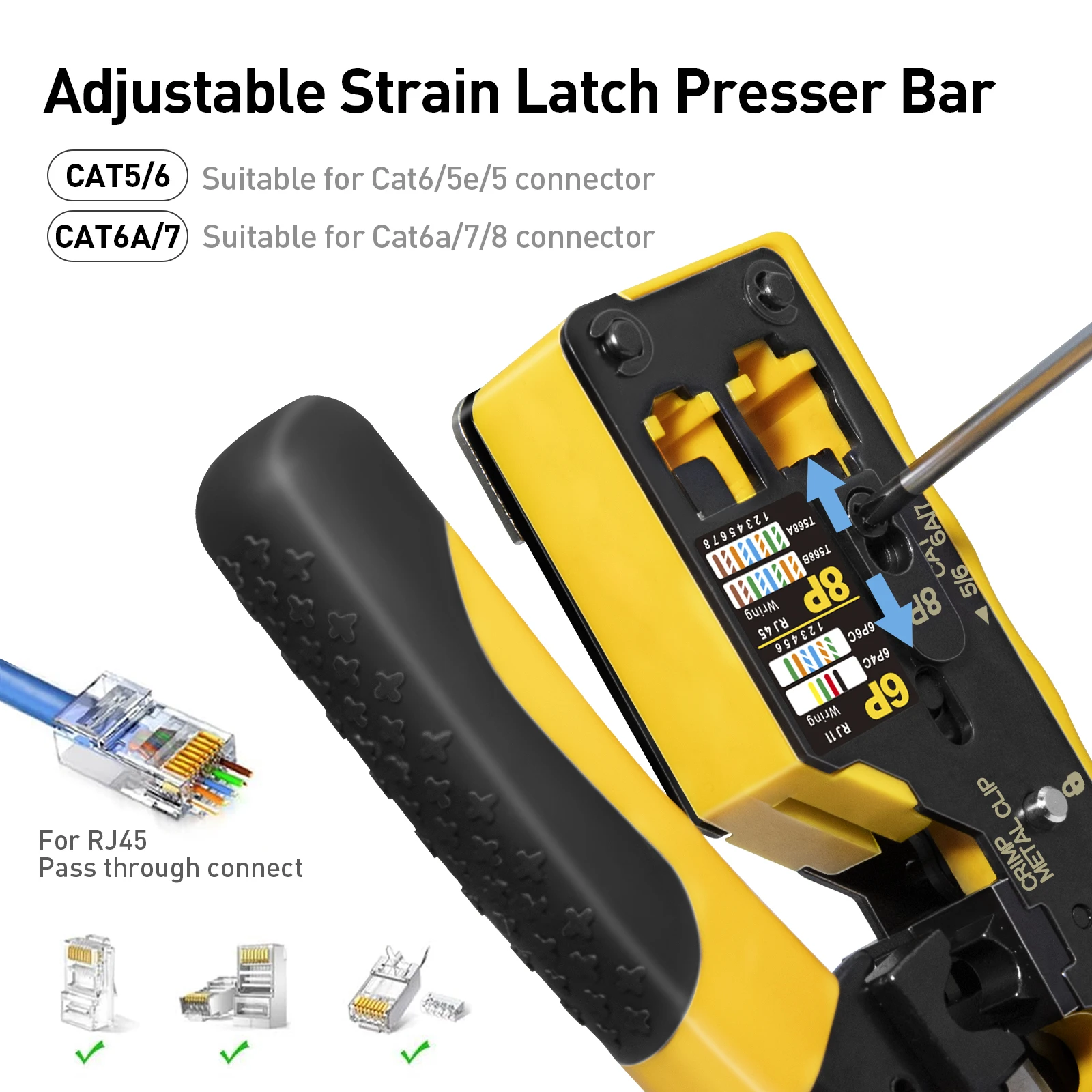 ZoeRax RJ45 Cat7 Crimping Tool Ethernet Crimping Tool and Wire Cutter for Cat7 Cat6a Cat6 and Cat5e Pass Through Connectors