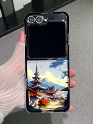Japan Art Mountain House Landscape Phone Case - Hard PC Cover with Scenic Design for Samsung ZFlip 6 (Style 1)