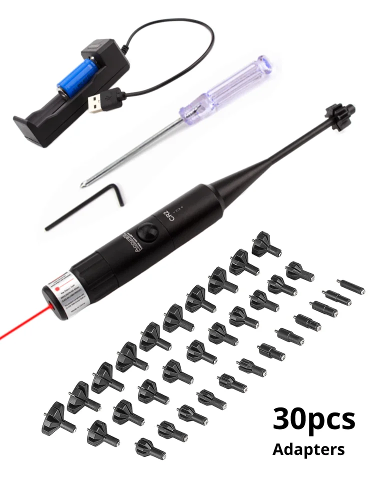 Green Red Laser Bore Sight with 30Adpaters fits from .177 .22 to .78 12GA Caliber Boresighter Laser Collimator Sight laser sight red dot laser sight laser bore sight