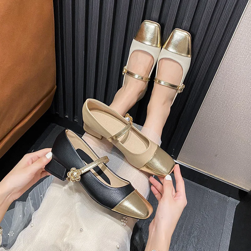 Generic Escarpins Mary Jane Style Rétro À Bout Carré 6cm