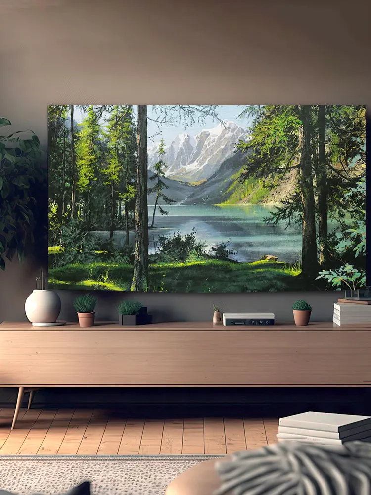 2025 New Oil Painting TV Cover Dustproof Protector Cloth for 55 65 75 86 Inch Wall Mounted L TVs Cusizable Home Decor