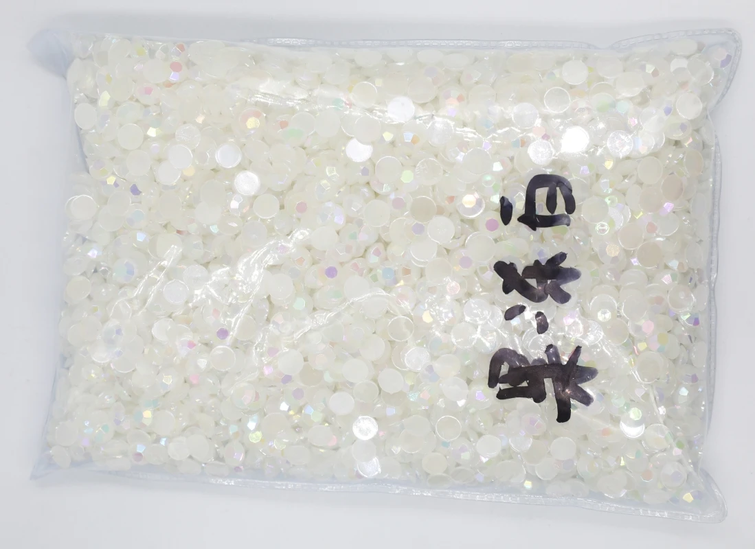 Jelly AB Color 1.5~7mm Flat Back Round Acrylic Rhinestons 3D Acrylic Resin Nail Art / Garment Decoration