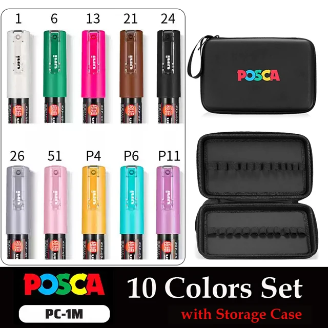 Posca Set Regalo 24 Pennarelli Indelebili A Base D'Acqua – Punte PC-1M, 3M E 5M, Multiuso, Colori Brillanti, Per Artisti E Hobbisti