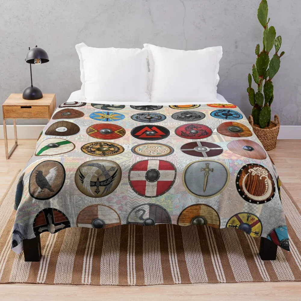 

Viking Shields Throw Blanket Fluffy Shaggy Blanket Blanket Fluffy