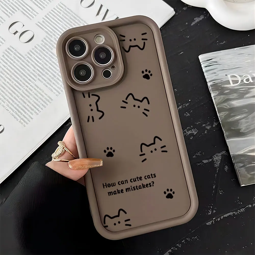 Lovely Line Cat Dog Phone Case - Adorable and Durable Pet-Themed Cover