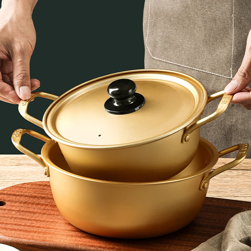 Ramen Noodle Pot With Lid, Double Handle Ramen Cooking Pot For Kitchen,  Cookware - Temu