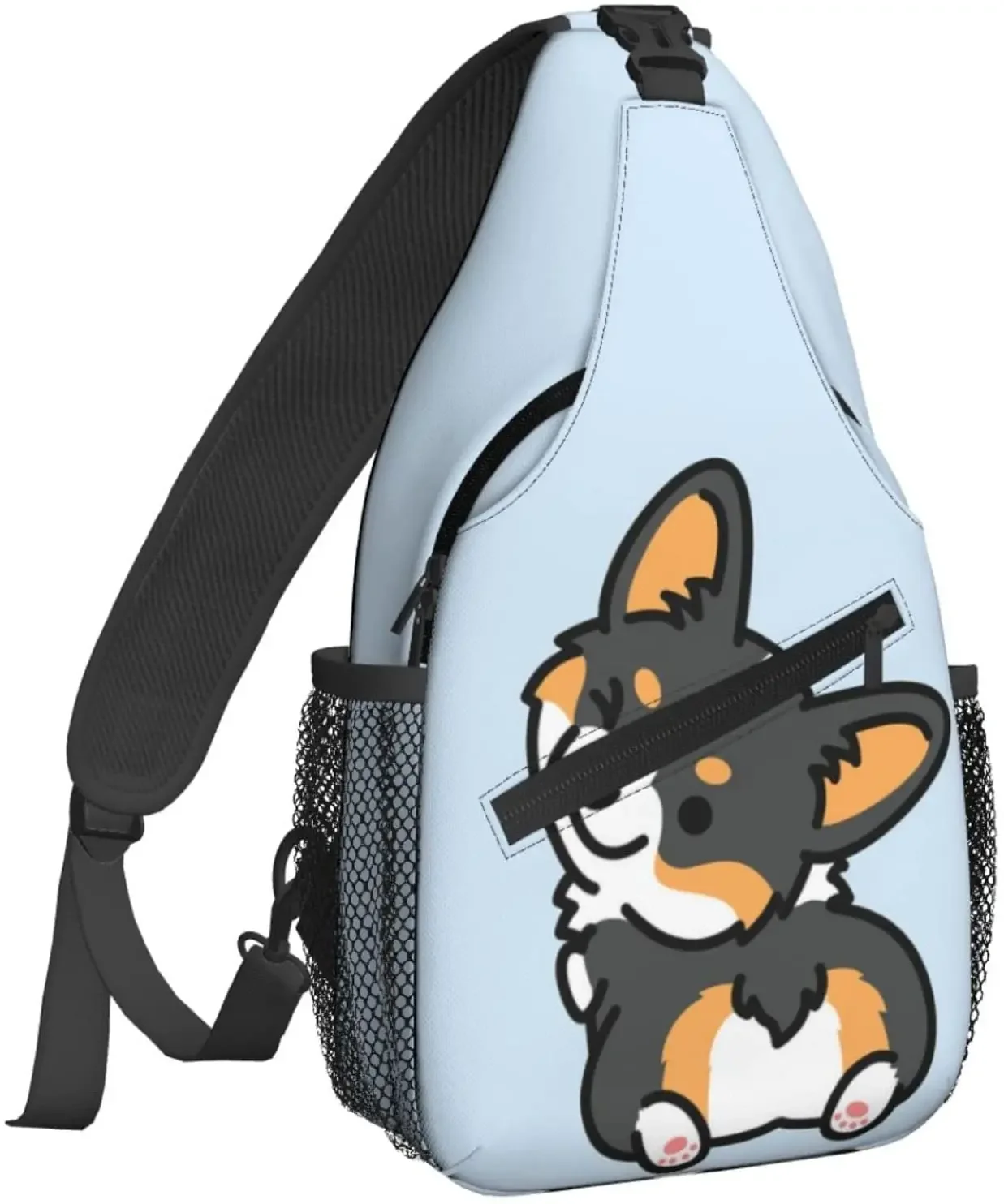 

Cute Corgi Tricolor Dog Crossbody Sling Backpack For Men Chest Bag Shoulder Bag Lightweight One Strap Backpack Travel Daypack