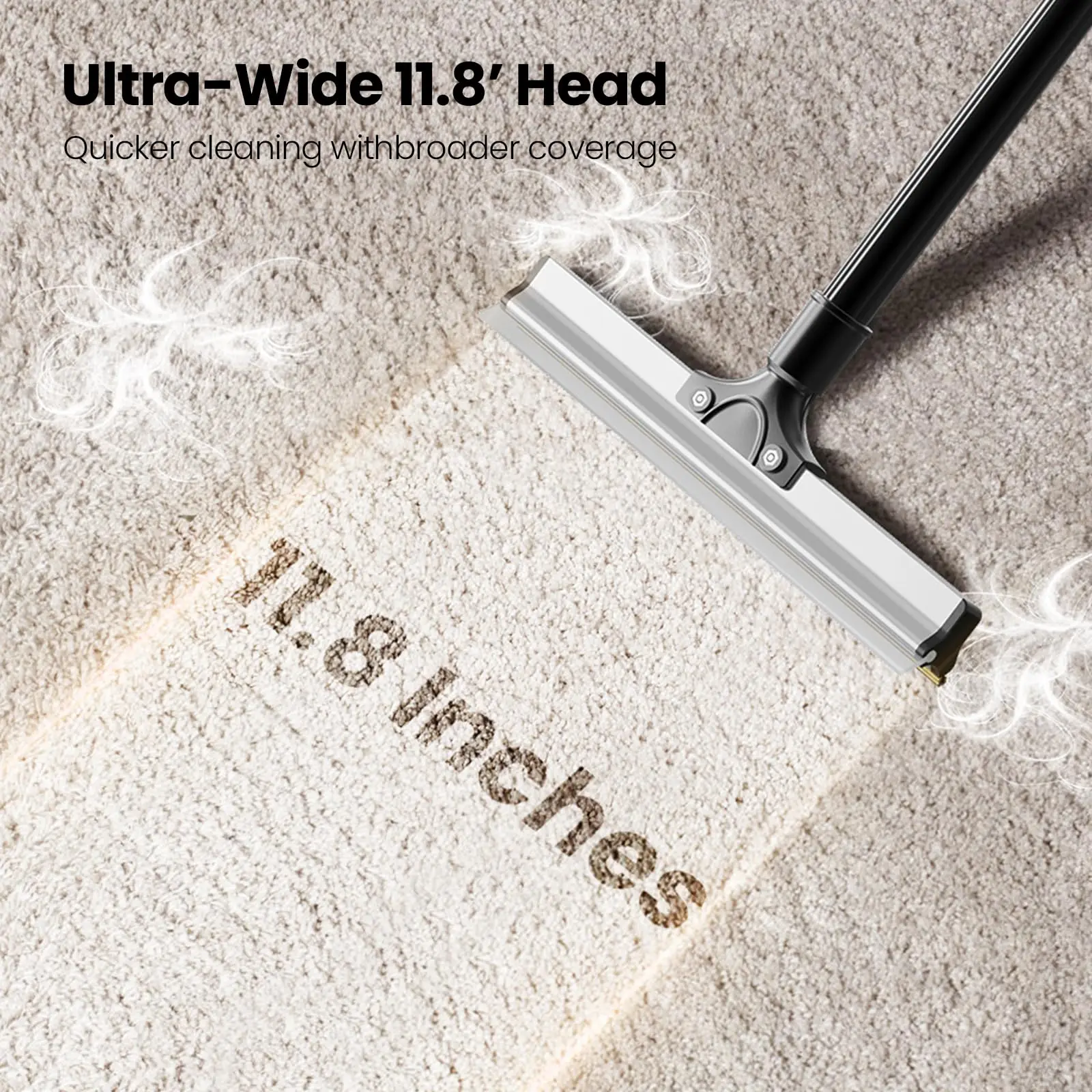 Pawlico Teppichrechen 2-in-1 – 150 Cm, Verstellbarer Griff, Metall- & Silikonseite, Für Tierhaare Auf Teppichen & Möbeln