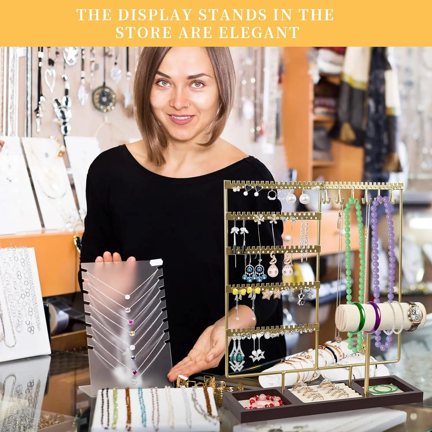 Jewelry Organizer Stand, Earring Holder Organizer with 108 Holes, Jewelry  Stand with Bracelet Holder, Jewelry Holder that Can Store Necklaces Rings