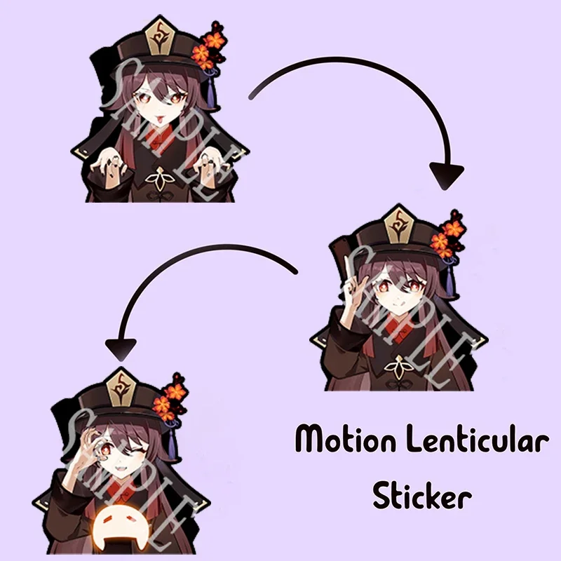 Genshin Impact Hu Tao Motion Stickers Peeker Sticker Waterproof Decals for Cars,Laptop,Suitcase,Refrigerator,Etc Creative Gift