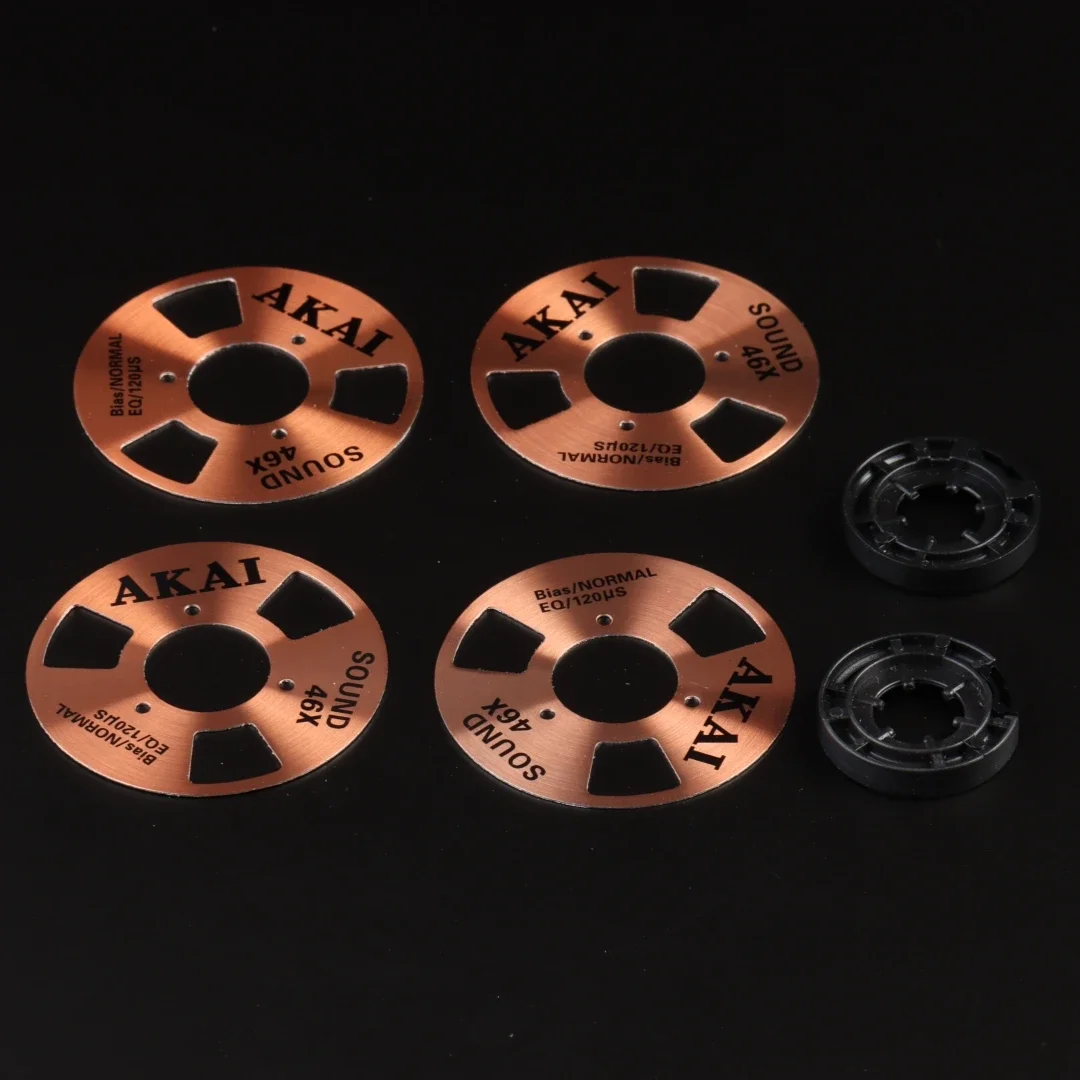 Metal Reel For Homemade Reel To Cassette Tape Pack of 4 Reels + 2 Creamy White Supply Wheel