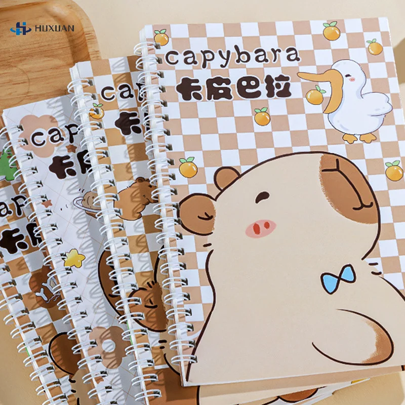 2/4Pcs Kawaii Fashion Capybara A5 Coil Notebook Cute Cartoon Thickened Notepad Portable Mini Diary Student Stationery Gifts