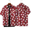 Hip Hop Mahjong Graphic Blouses Red Mah-jongg 3D Printe Shirts For Men Clothes Casual Short Sleeve Streetwear Male Boy Lapel Top 3