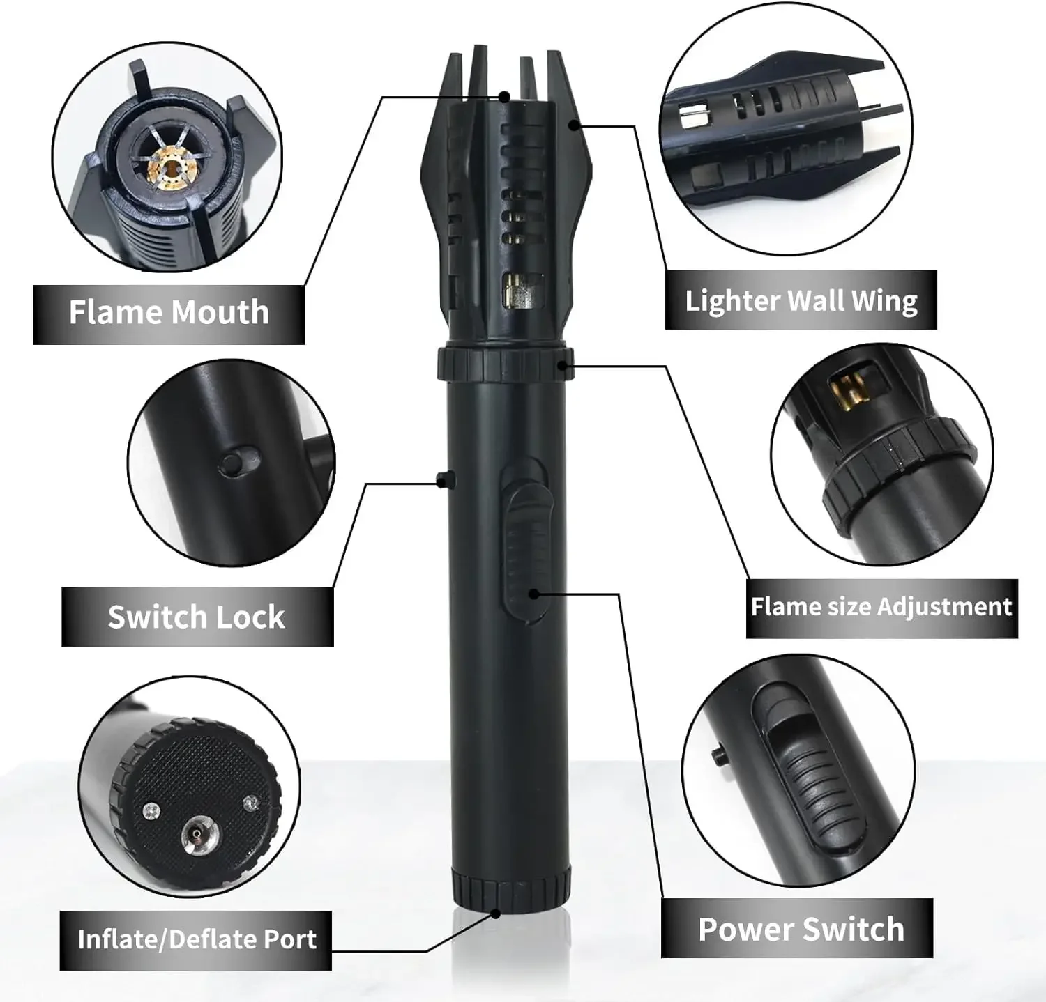 Torch Lighter Bright Fire Lighter Safety Refillable Butane Gas Windproof Jet Flame for Candles Campfires BBQ Baking Camping torch lighter