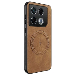 Luxurious Leather Feel Shockproof Back Cover - Soft Protective Phone Case in Elegant Design for Infinix GT 20 Pro (Dark Brown)