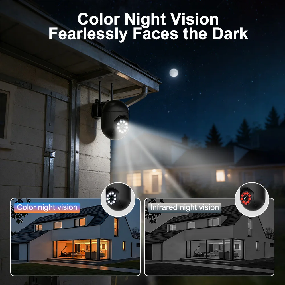 FIRSTCCTV 3MP Wifi IP Wireless Security Surveillance PTZ Camera 4X Zoom Cameras Tracking Two-way Audio HD Night Cameras 3