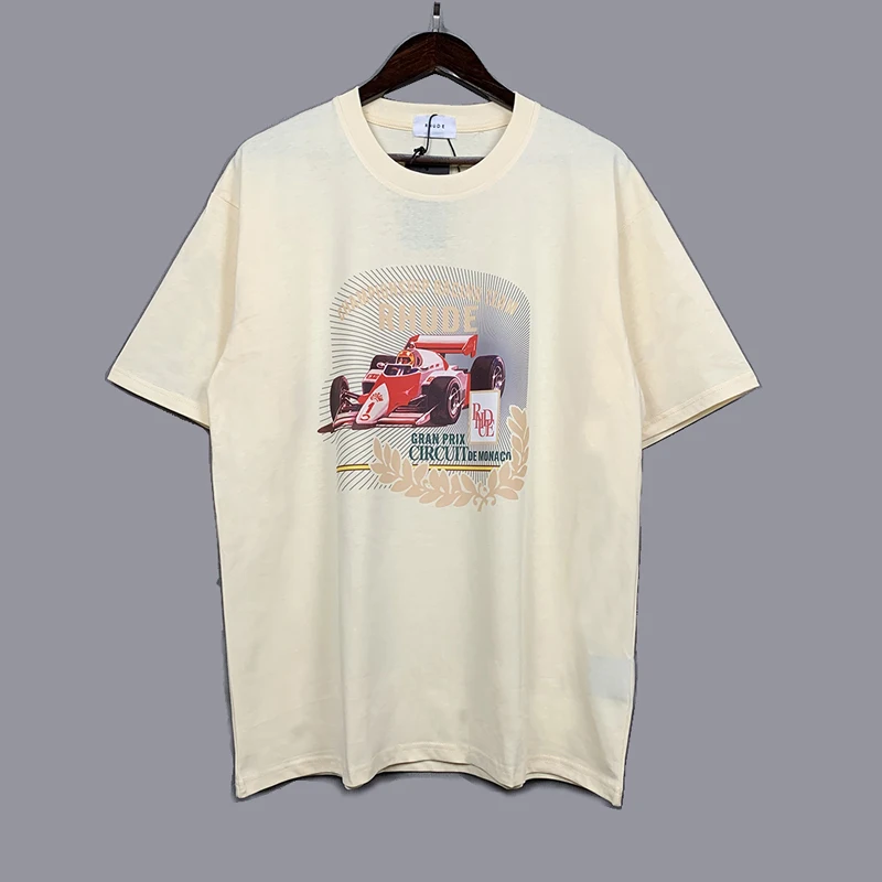 

23SS RHUDE T Shirt Racing Car Print Tee Casual Men Women Rhude T-Shirt Summer Oversize Tops Men Fashion Short Sleeve T Shirt