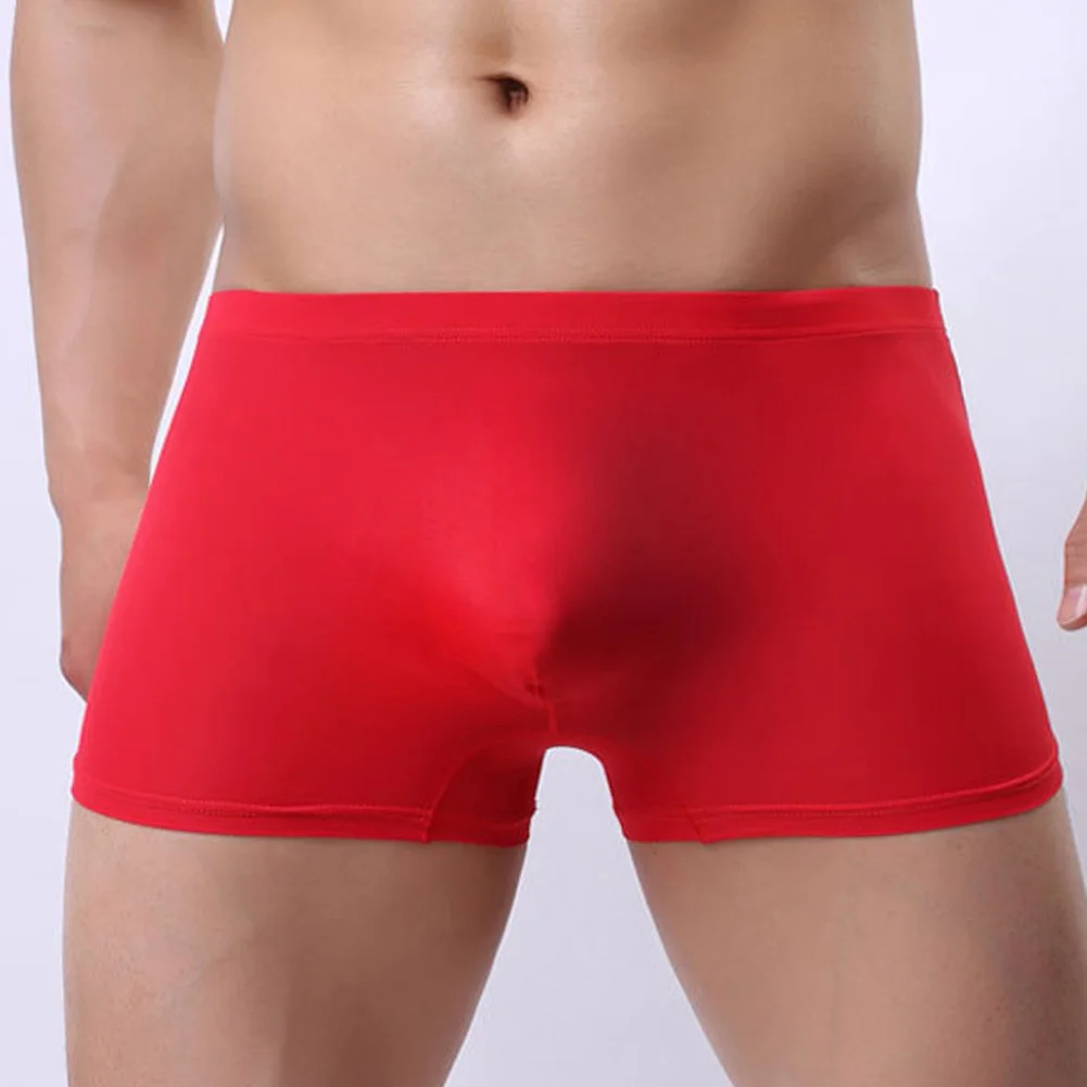 1pc Sexy Men's Ice Silk Breathable Boxers Shorts Low Waist Bulge Pouch Underwear Lingerie Elastic Man Panties