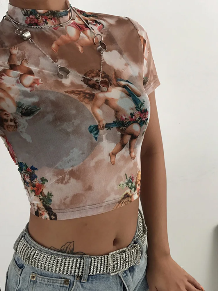 トップス Girl is angel see-through tee Nerd out XU】Girl is angel see-through tee (2color) | OUR