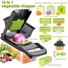 Set di 16 Pezzi per Tagliare Verdure Multifunzionale, Realizzato in Acciaio Inossidabile, uno Strumento da Cucina Versatile per Tagliare, Sminuzzare, Affettare e Pelare Verdure e Frutta, Facile da Usare, Sicuro per le Mani, Facile da Pulire, un Accessorio Indispensabile in Cucina 1