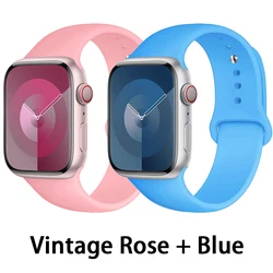 Dual Pack Silicone Sport Band for Smartwatches - Versatile and Durable Strap Collection (Vintage Rose-Blue)