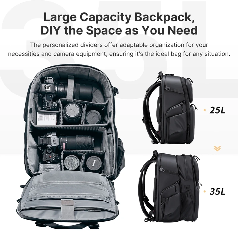 Ulanzi BP10 Hardshell Camera Backpack 35L Travel Large Capacity Storage Splash-proof Photography Bag Camera Shoulders Bag